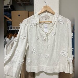 LOFT Floral White Blouse